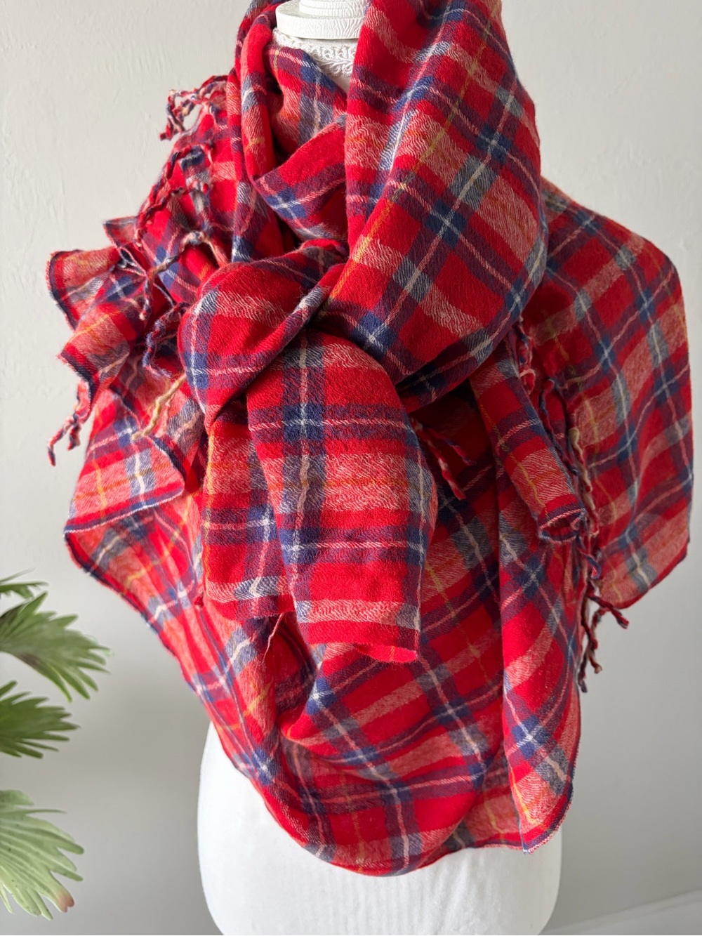 J. Crew Red Plaid Blanket Scarf